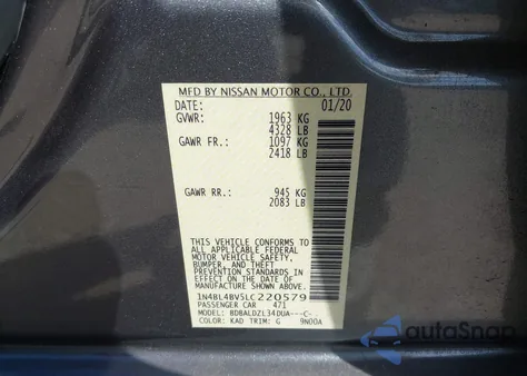 2020 Nissan Altima S Fwd from USA, damaged, VIN 1N4BL4BV5LC220579